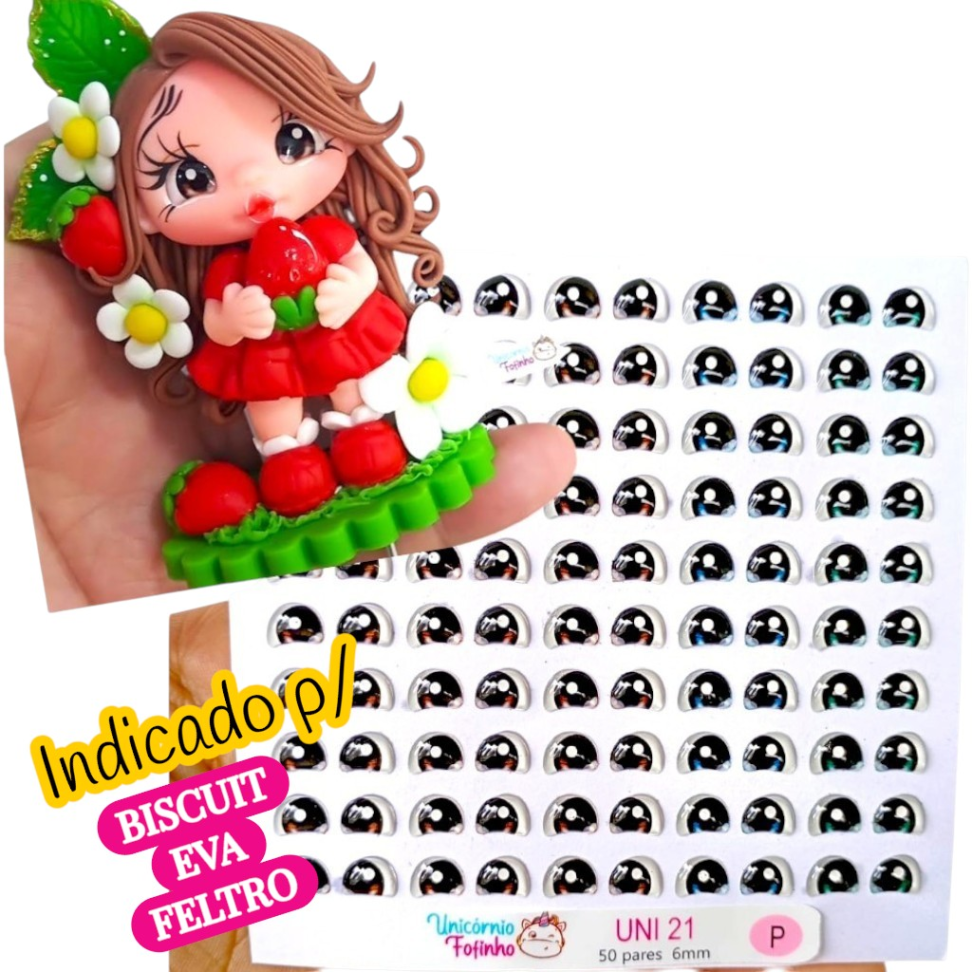 Uni 21 - Olhos Adesivos Resinados