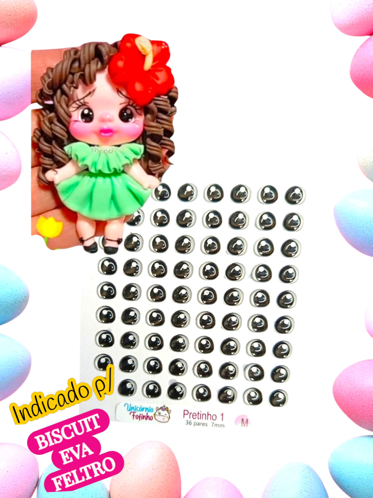 UNI Pretinho 1 - Olhos Adesivos Resinados