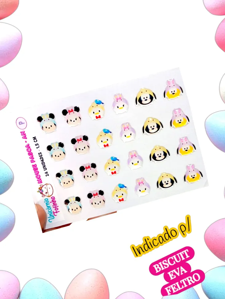 Uni Mickey e Minnie Mouse Pascoa An - Adesivos Resinados Pascoa