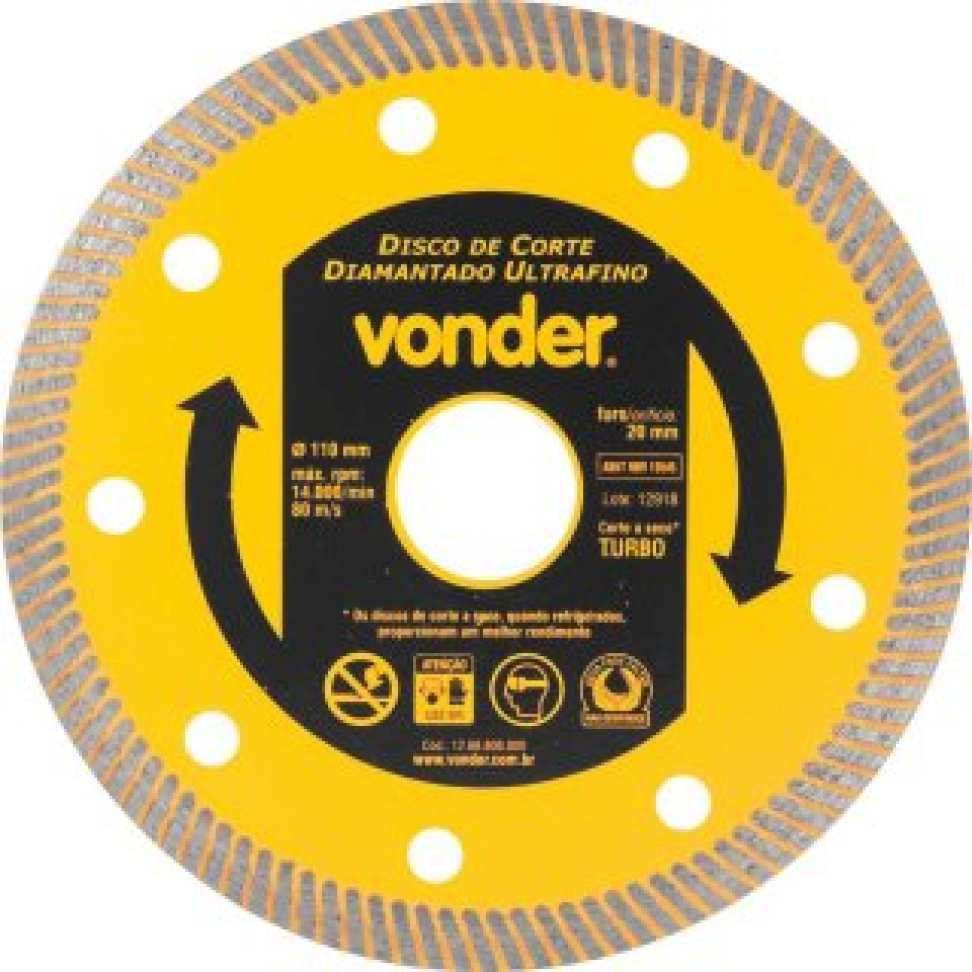 Disco de corte porcelanato 110 mm Vonder