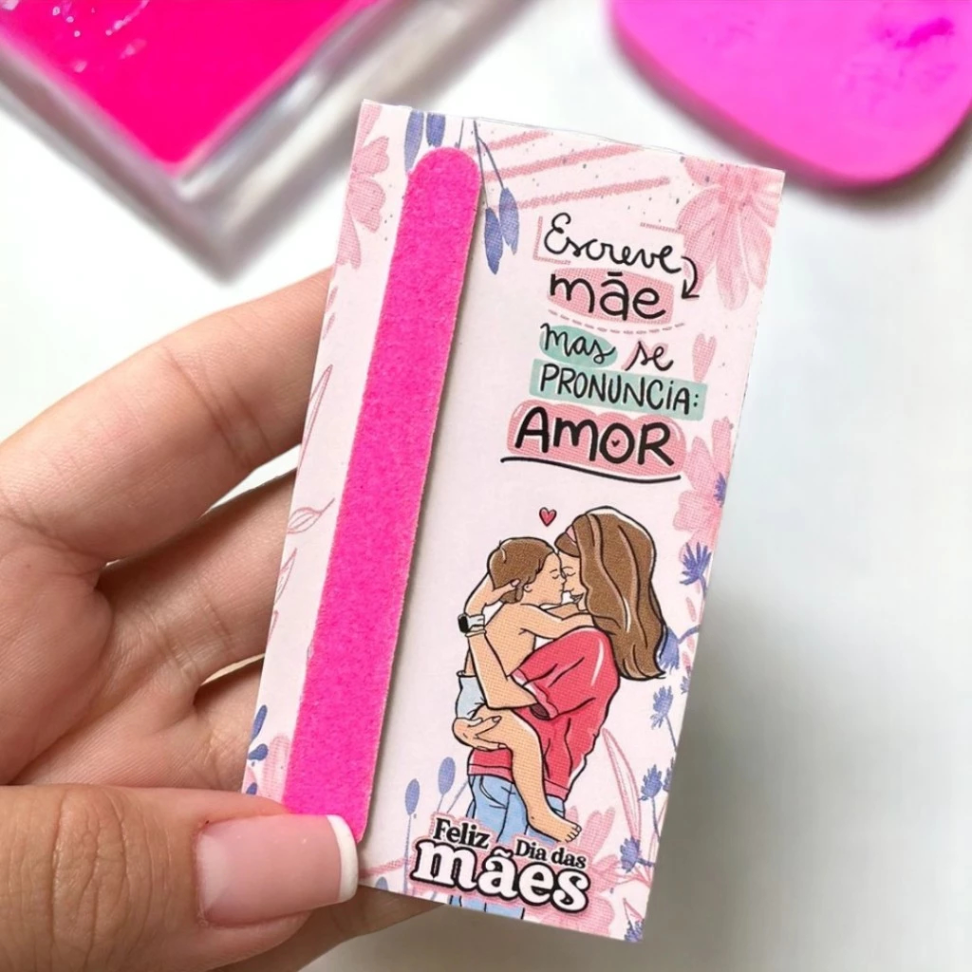 Mini Lixas de Unha com Card Personalizado Kit com 20  – Brinde Dia das Mães