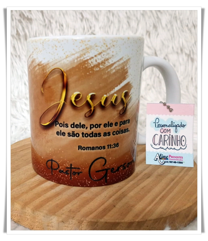 Caneca Personalizada Leão com Versículo Bíblico