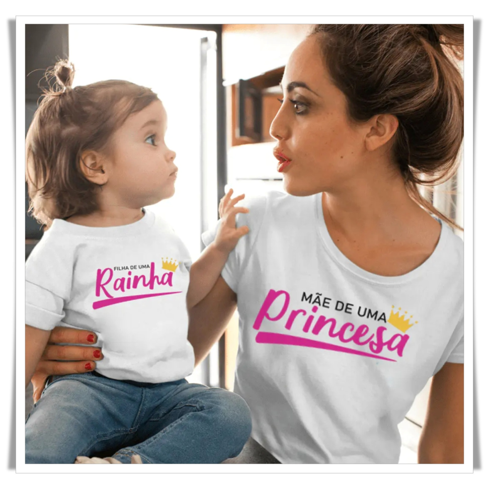 Kit Camisetas Personalizadas Mãe e Filho(a) – Dia das Mães 💖