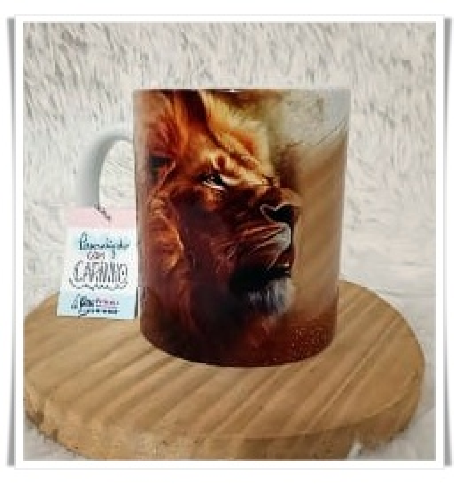 Caneca Personalizada Leão com Versículo Bíblico