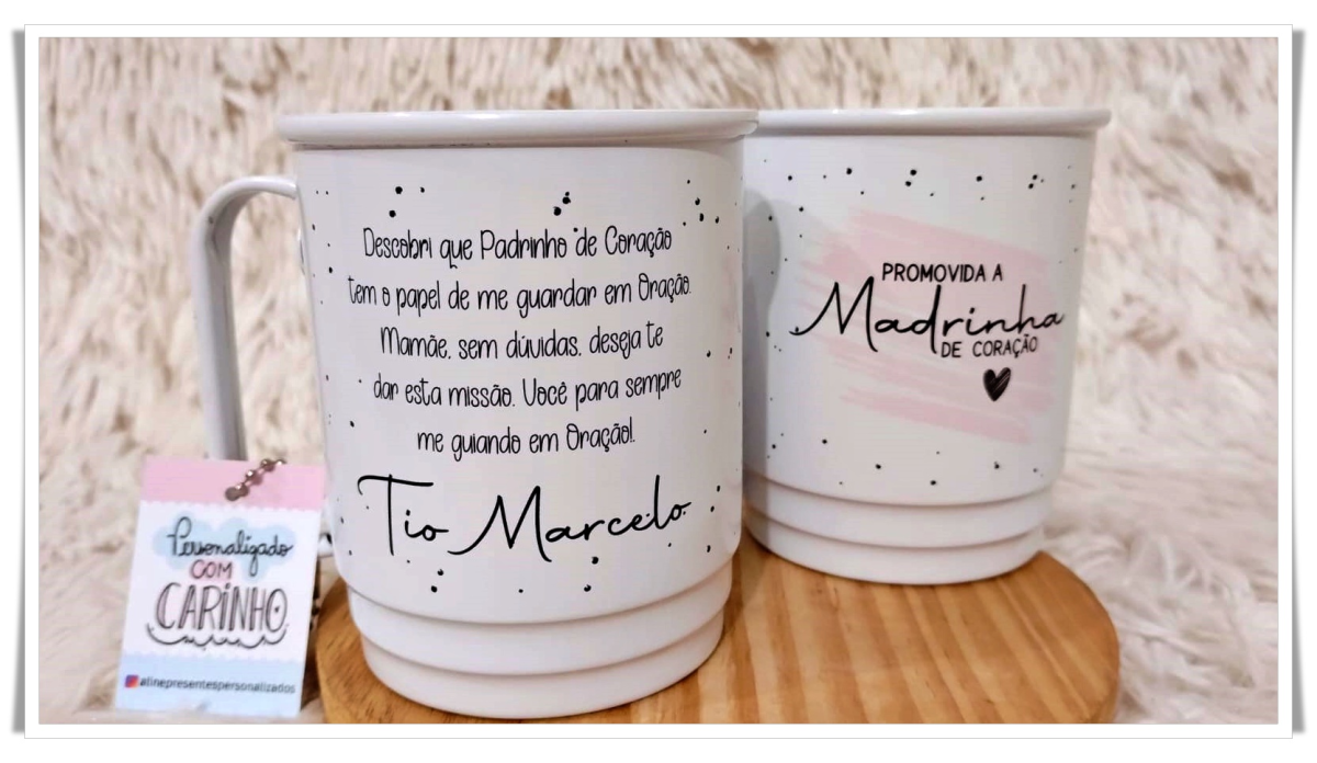 Caneca de Alumínio Branco - Personalizada - 450ml