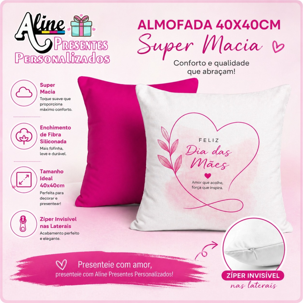 Almofada Personalizada Dia das Mães 40x40cm