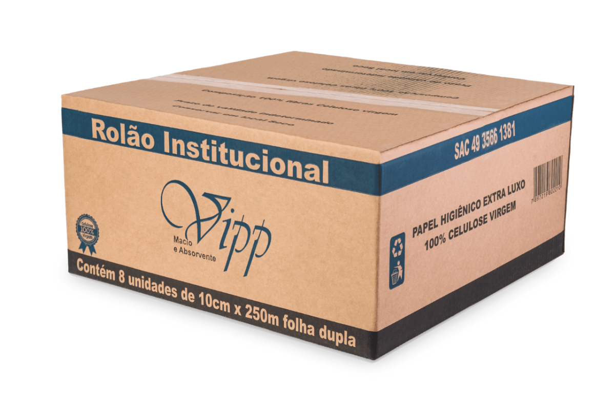 Papel Higiênico Rolão Institucional VIPP Folha Dupla 08x250m