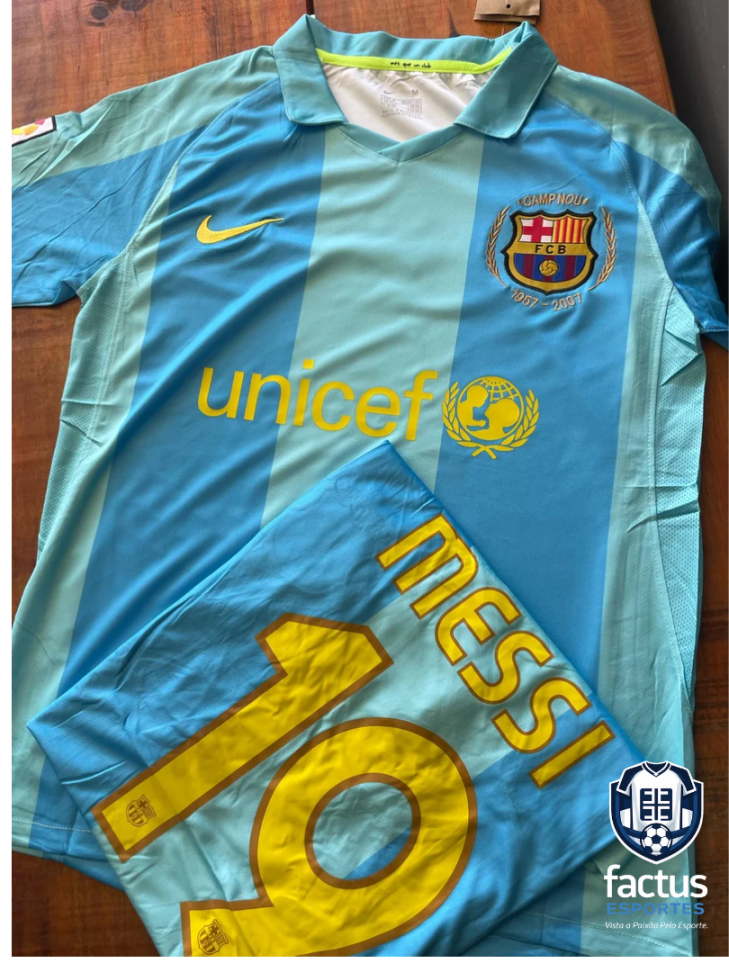 Barcelona Listrada Azul Messi (Retrô)