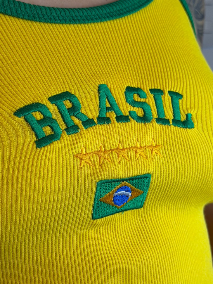 Cropped Brasil Amarelo Algodão