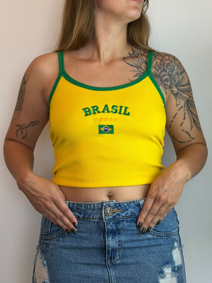 Cropped Brasil Amarelo Algodão
