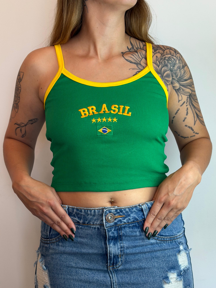 Cropped Brasil Verde Algodão