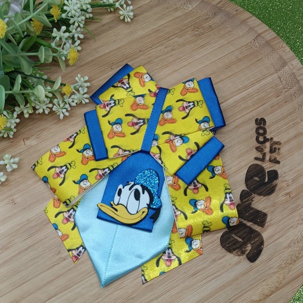 DN08-Pacote Gargantilha Luxo do Pato Donald com fita Estampada e Enfeite.