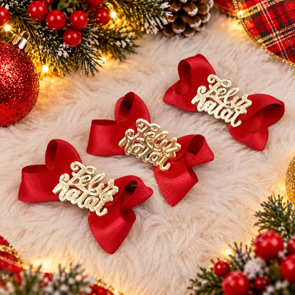 NT42-Laço Luxo G Com Feliz Natal De Acrílico No Meio - #1