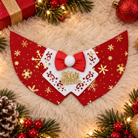 NT58-Babador De Tecido Estampado Feltro e Feliz Natal De Acrílico