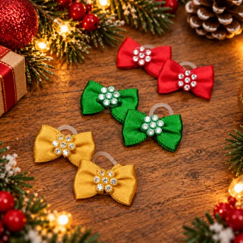 NT03-Laço Micro De Natal Com Pedrinha No Meio