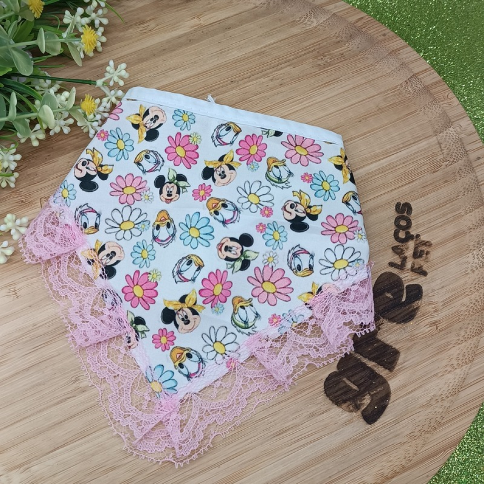 DN12-Bandana de Renda com Estampa da Margarida Sortidas.