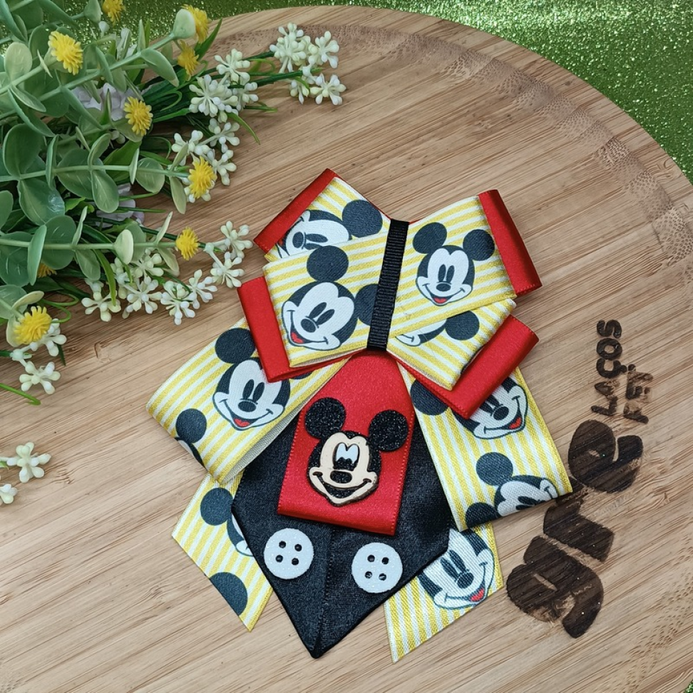 MK12-Pacote Gargantilha Luxo com Fita Estampada Sortida e Enfeites do Mickey.
