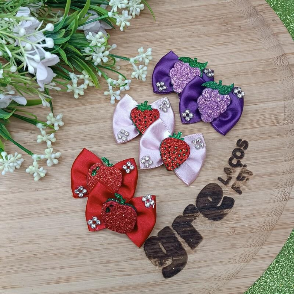 FT04-Laço M de Frutas de EVA com Strass