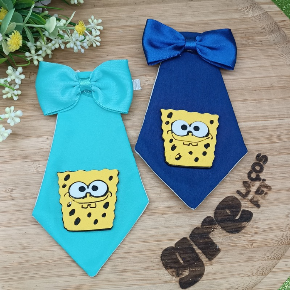 Pacote de Gravata Social com Enfeite do Bob Esponja