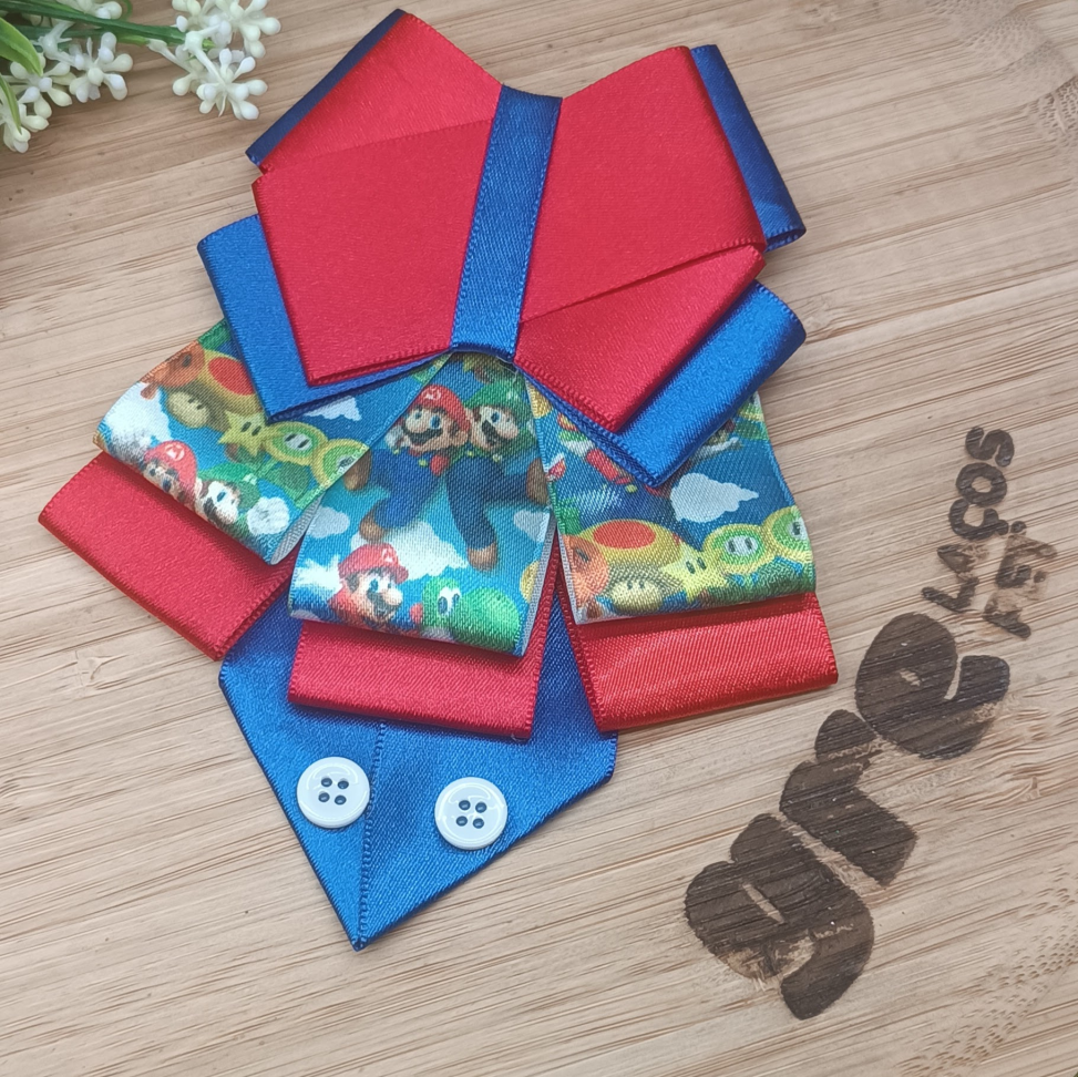 Gargantilha Luxo com Fita estampada do Mário e do Luigi