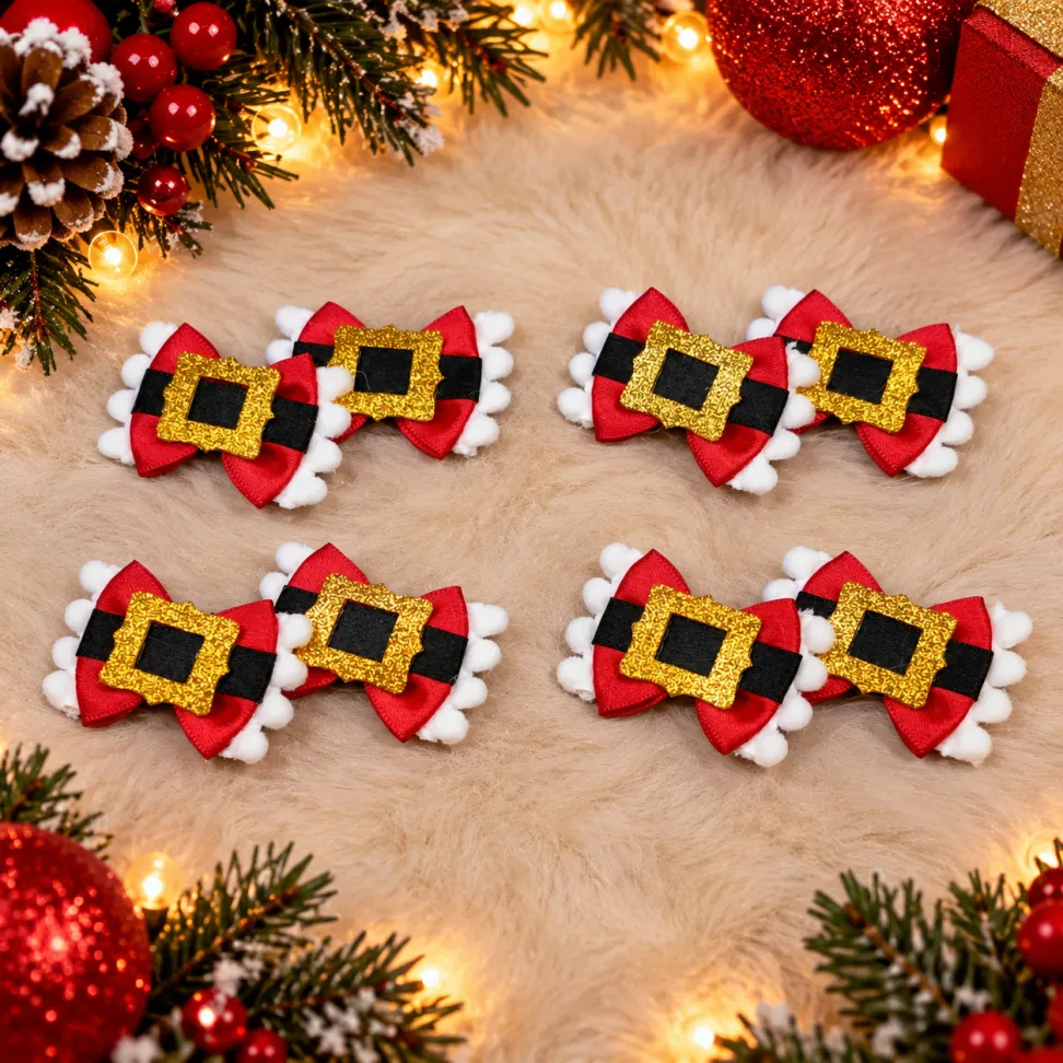 NT17-Laço M De Cetim Com Cinto e Fivéla Do Papai Noel Com Pompom - #1