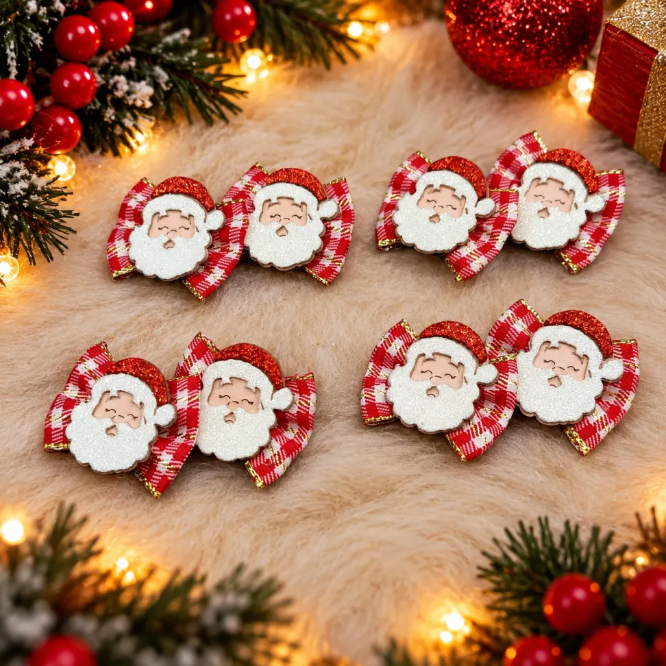 NT88-Laço M ADESIVADO Fita Trabalhada Com Enfeite De Papai Noel de EVA - #1