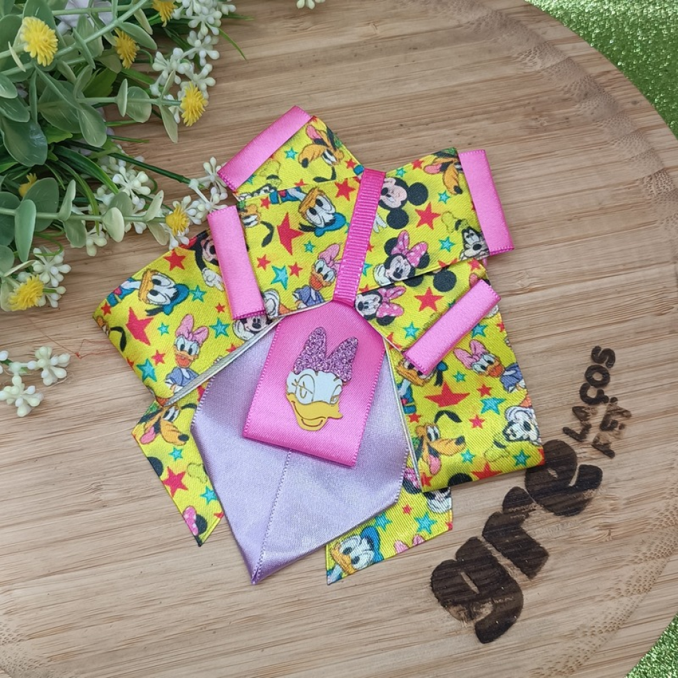 DN07-Pacote Gargantilha Luxo da Margarida com fita Estampada e Enfeite.