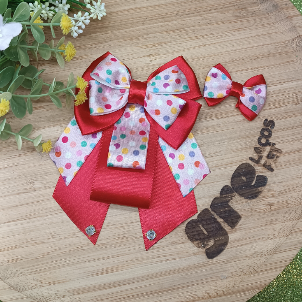 Kit Pacote Gargantilha Luxo de Bolinha + Laço M