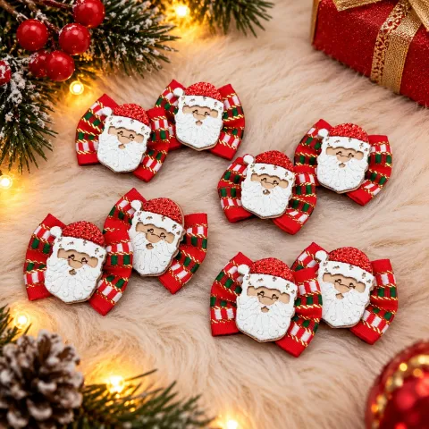 NT16-Laço M Fita Trabalhada Enfeite Do Papai Noel