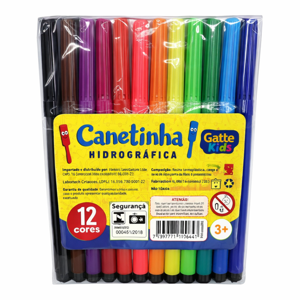 Caneta Hidrografica Hidrocor Kids 12 Cores- Make+