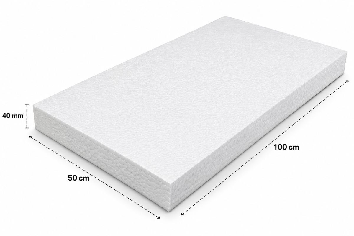 PLACA DE ISOPOR 40 CM- ALT X 50CM-lARG X 1METRO COMP