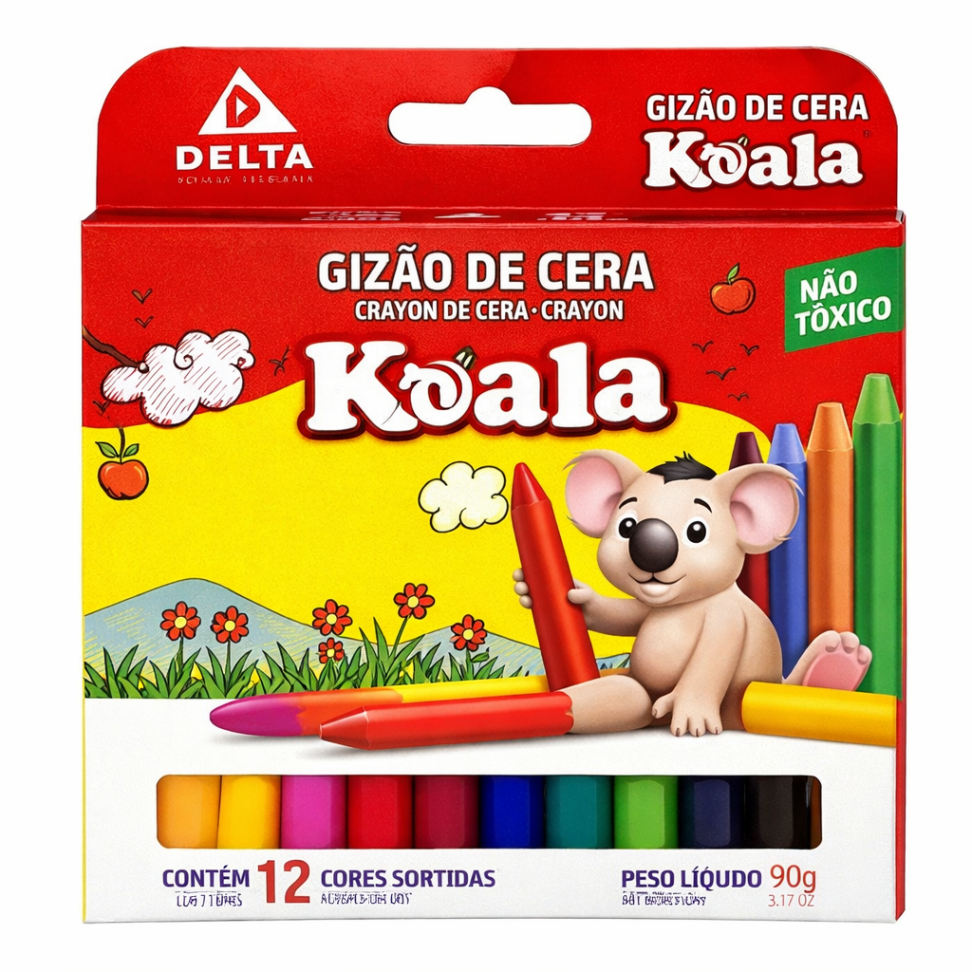 Gizão de Cera Koala 12 Cores 90g - Delta