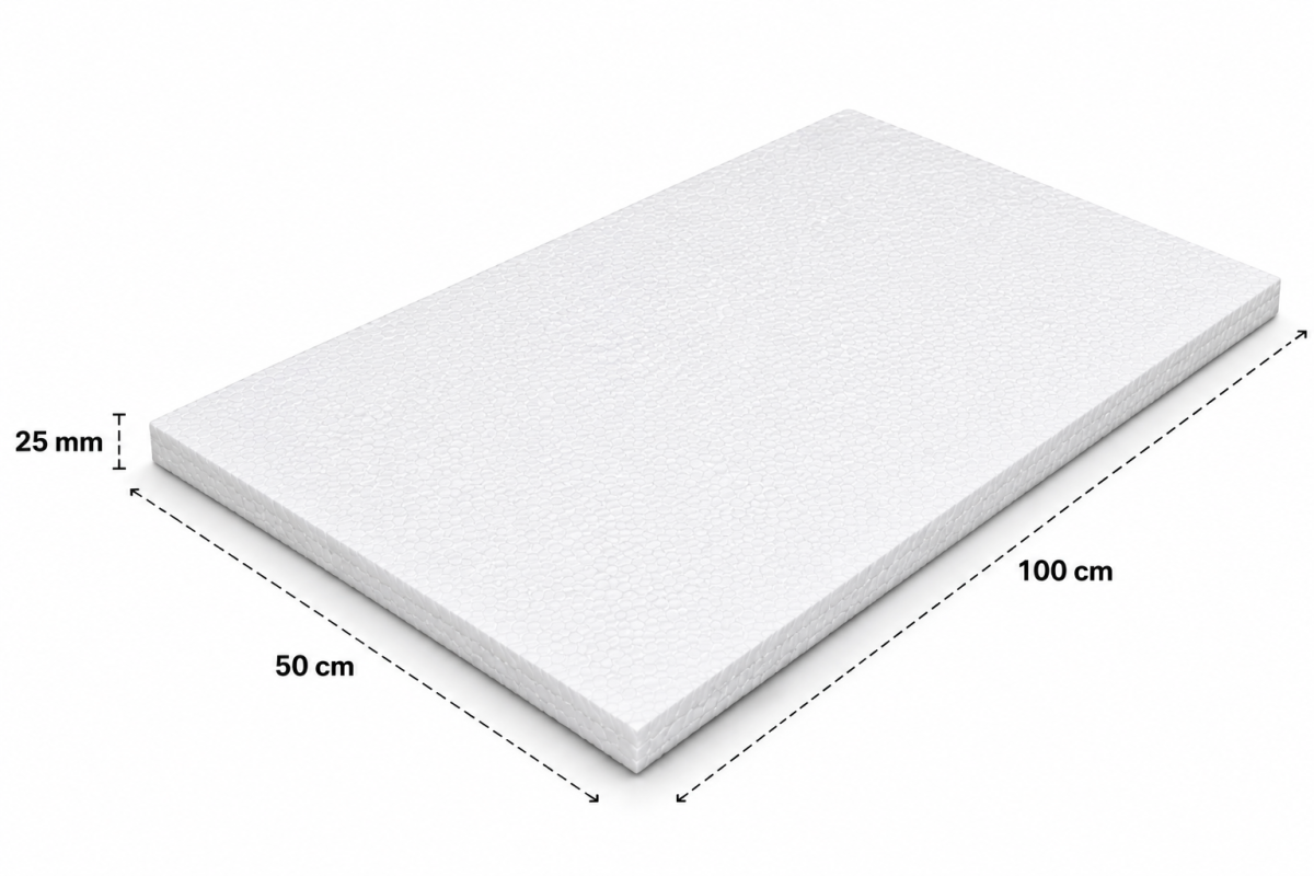 PLACA DE ISOPOR 25 CM- ALT X 50CM-lARG X 1METRO COMP