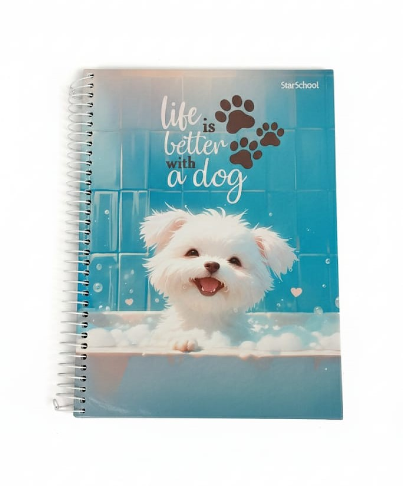 Caderno capa dura Dog 15 matérias  - 200mmx275mm