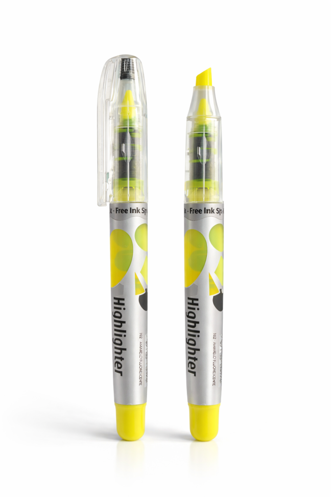 Marca-texto  TINTA LIQUIDA - Amarelo Fluorescente – Ponta Chanfrada (Highlighter)