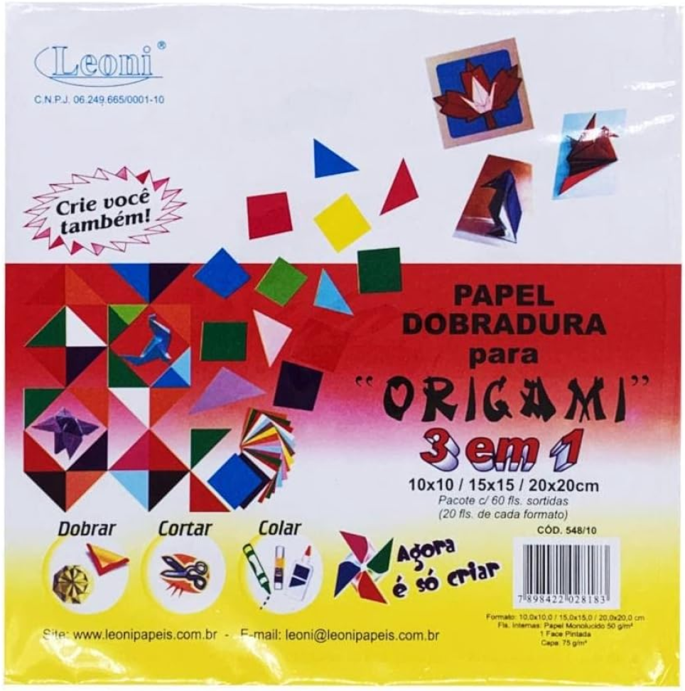 Kit Dobradura Origami 12x12 Com 60 fls Sortidas
