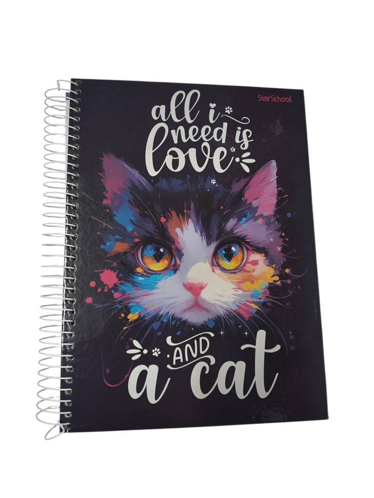 Caderno capa dura 15 matérias  Pet Star School  - 200mmx275mm