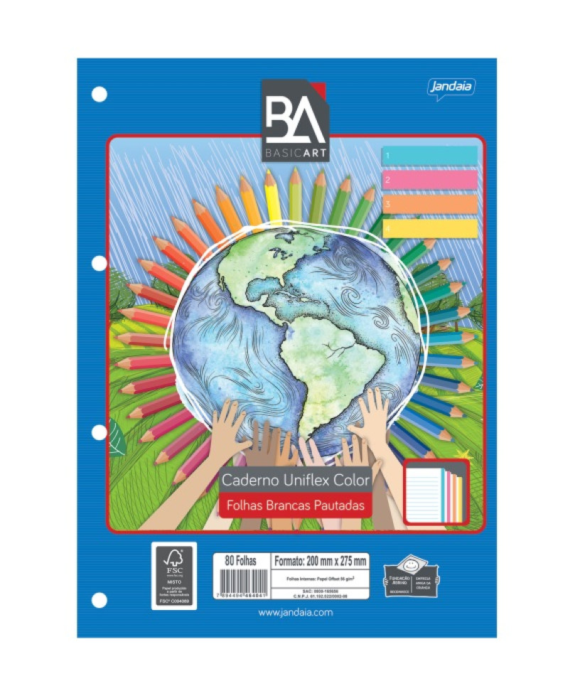 Bloco para fichário universitário Uniflex COLOR 96fls. - Jandaia