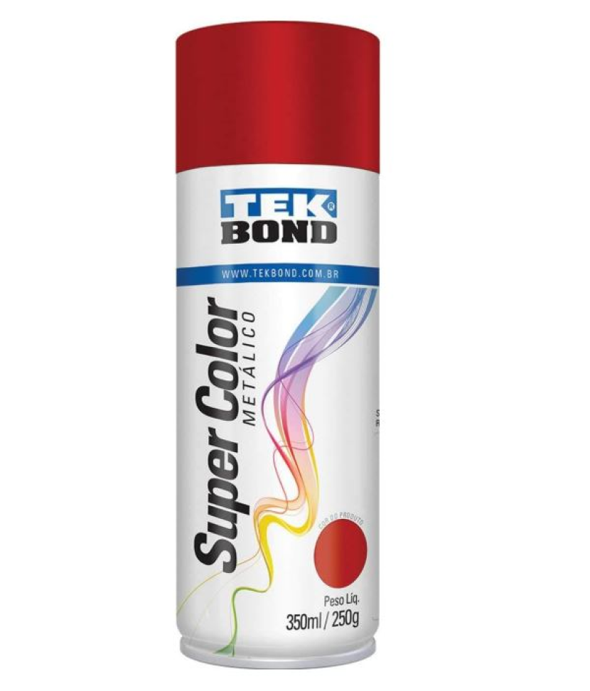 Tinta Spray Vermelho Metálico 350ml 250g Tekbond