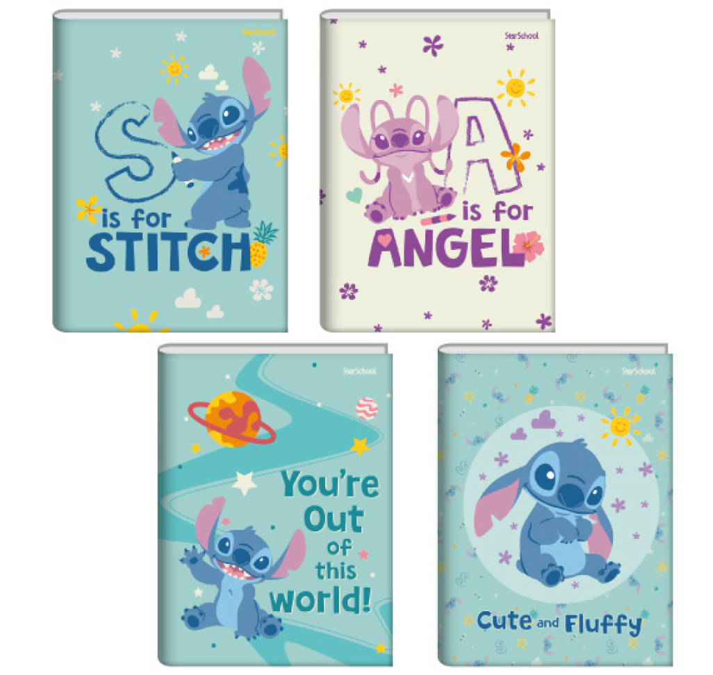 Caderno 1/4 StarSchool Costurado Capa Dura Disney Stitch 80 Folhas
