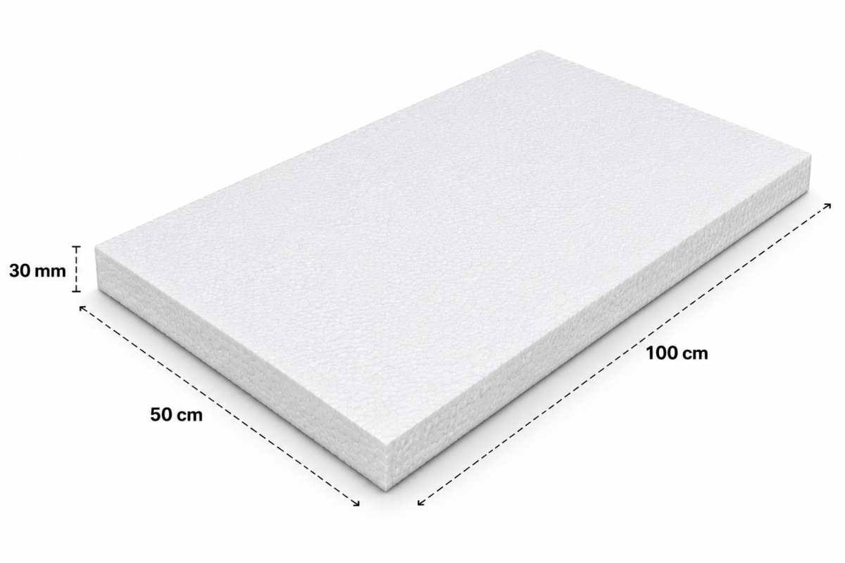 PLACA DE ISOPOR 30 CM- ALT X 50CM-lARG X 1METRO COMP