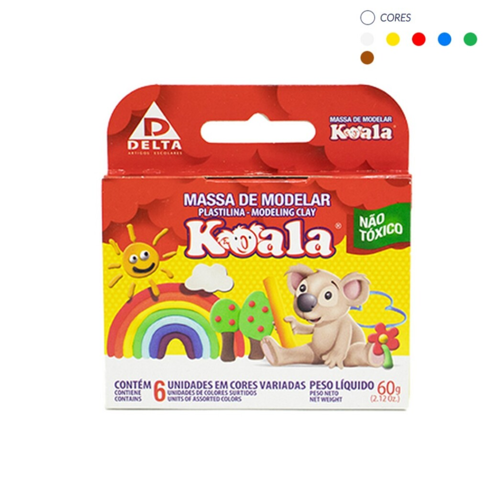 Massa de Modelar Koala á Base de Cera com 6 Cores 60 Gramas - Delta