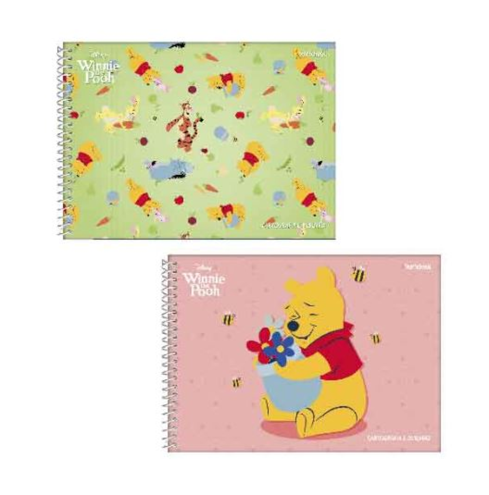Caderno Cartografia e Desenho StarSchool Espiral Capa Dura Disney Pooh 80 Folhas