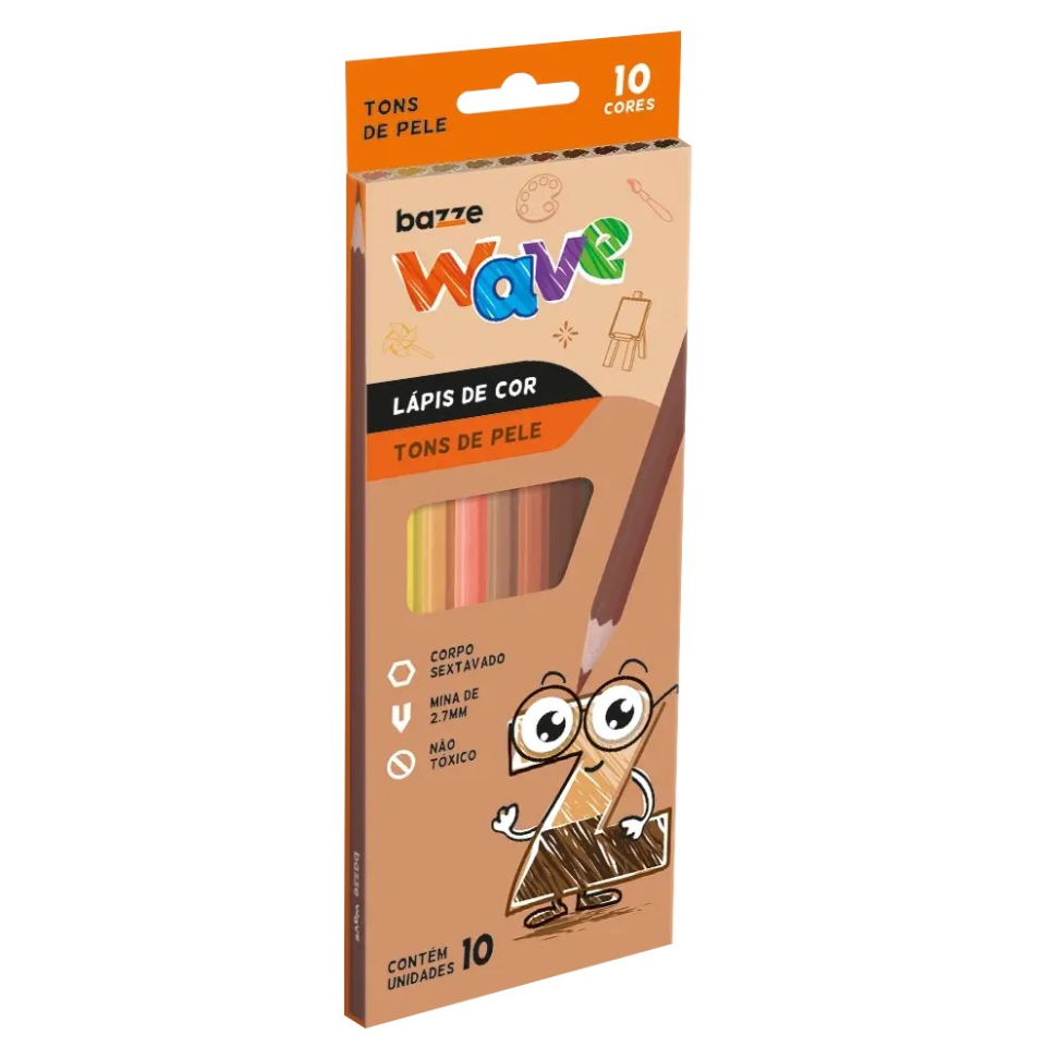 Lápis de Cor Wave Tons de Pele - 10 cores - Bazze