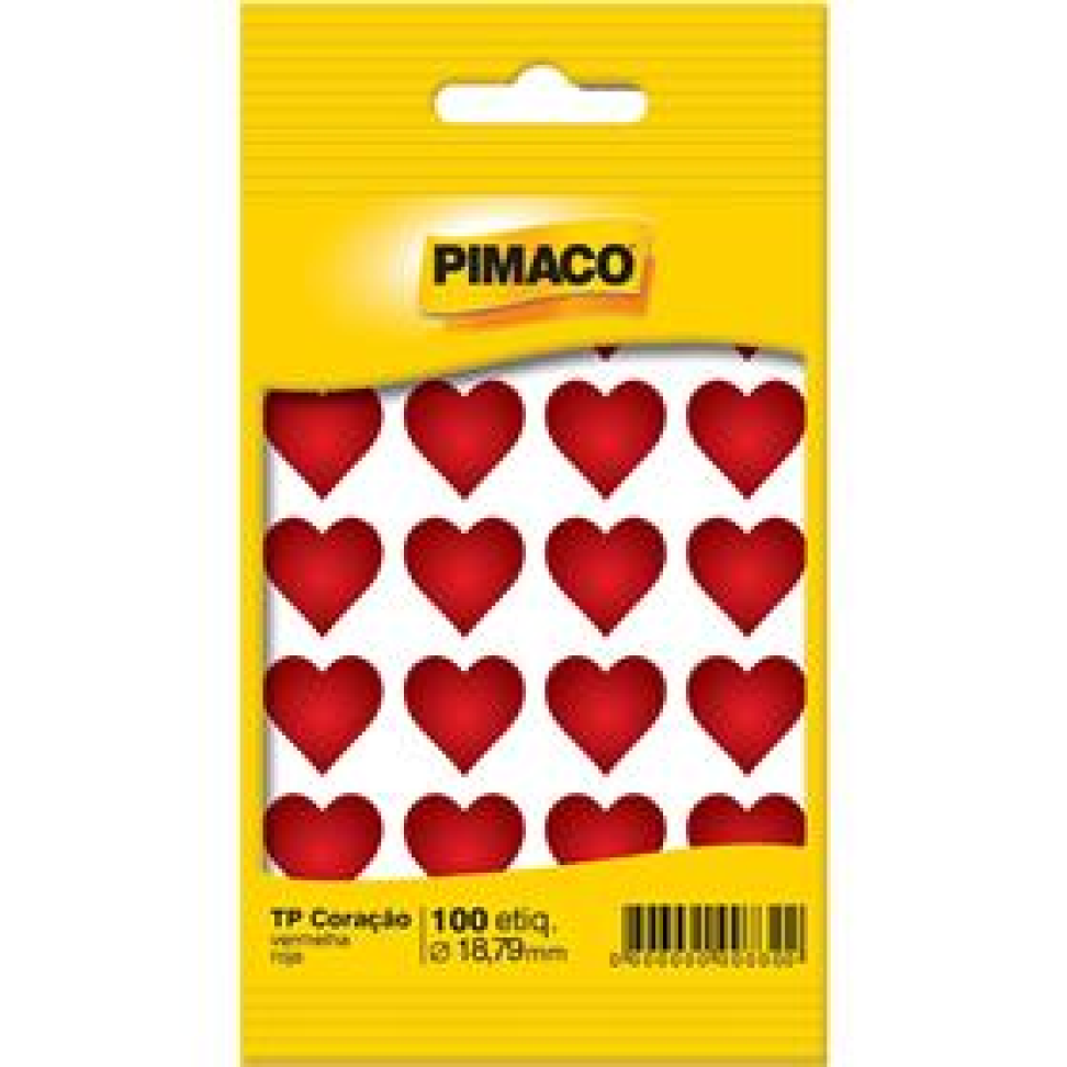 Etiqueta Lisa com Formas TP Coração Vermelho 5 fls. - Pimaco