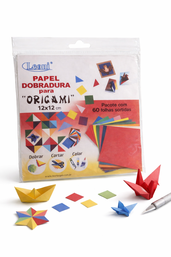 Kit Dobradura Origami 12x12 Com 60 fls Sortidas