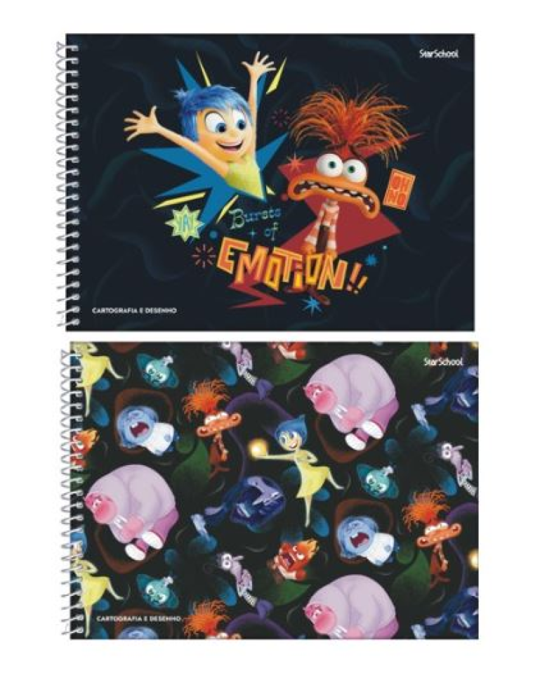 Caderno Cartografia e Desenho StarSchool Espiral Capa Dura Disney Divertidamente 80 Folhas