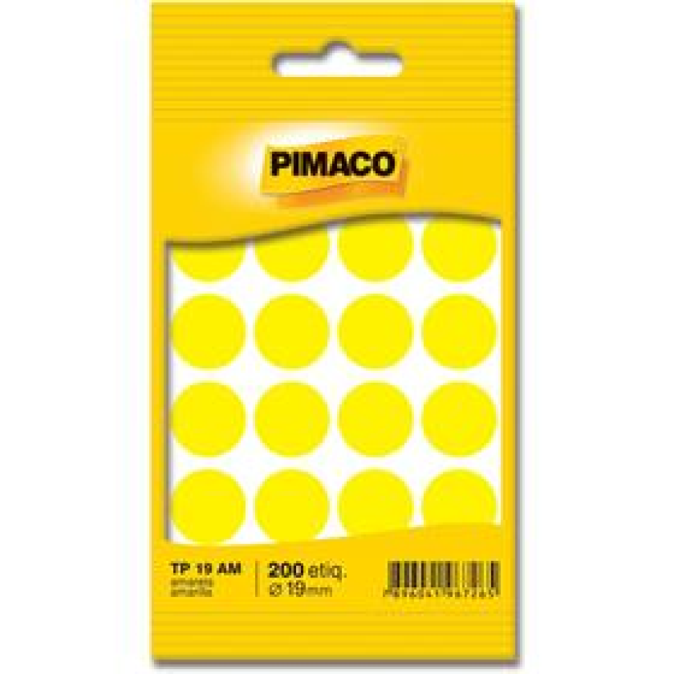 Etiqueta redonda Tp-19 amarelo Redonda 19 Mm - Pimaco