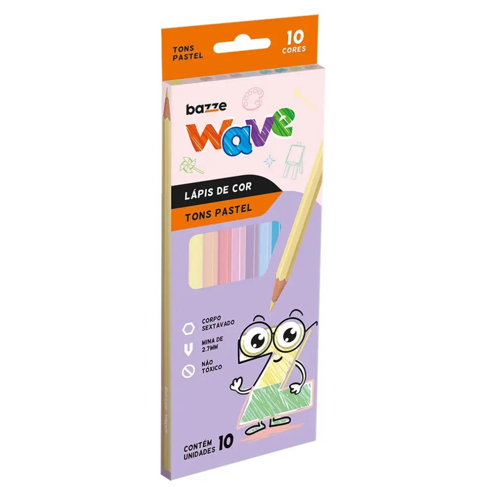 Lapis Cor Bazze Wave Pastel 10 Cores