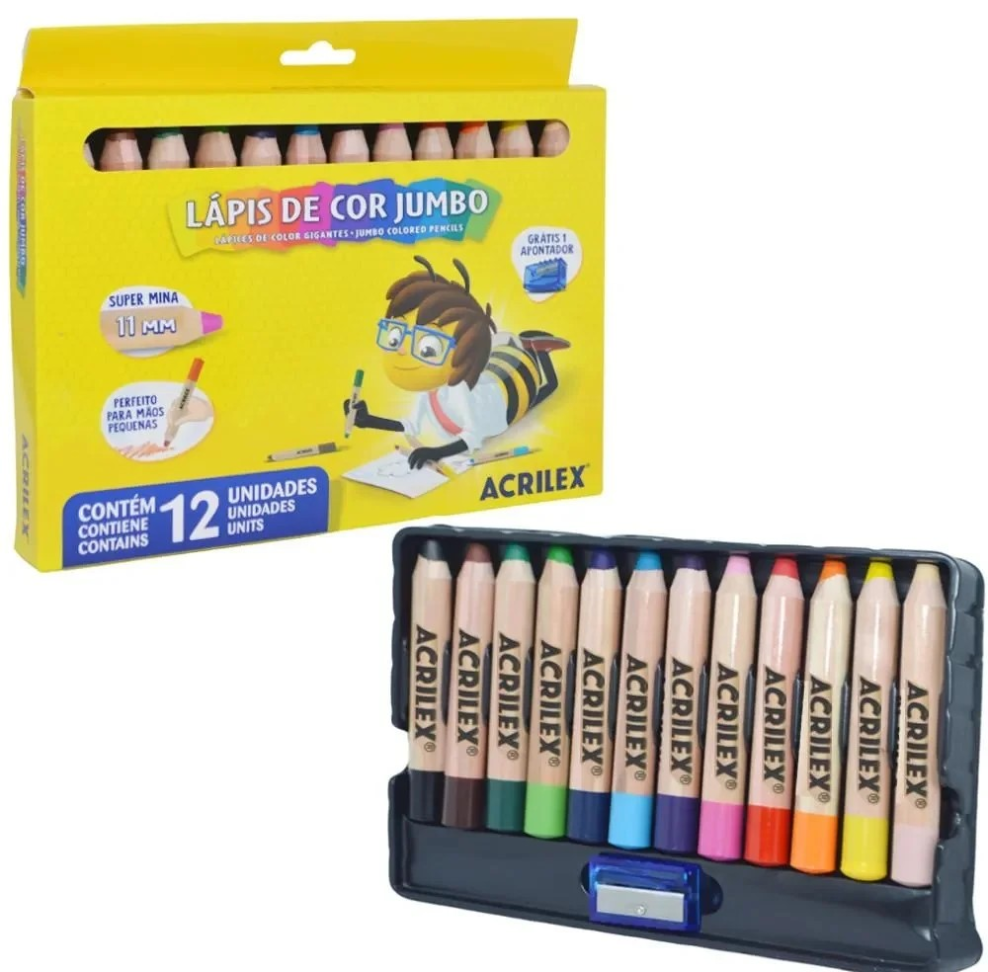 Lápis De Cor Jumbo 12 Cores Acrilex